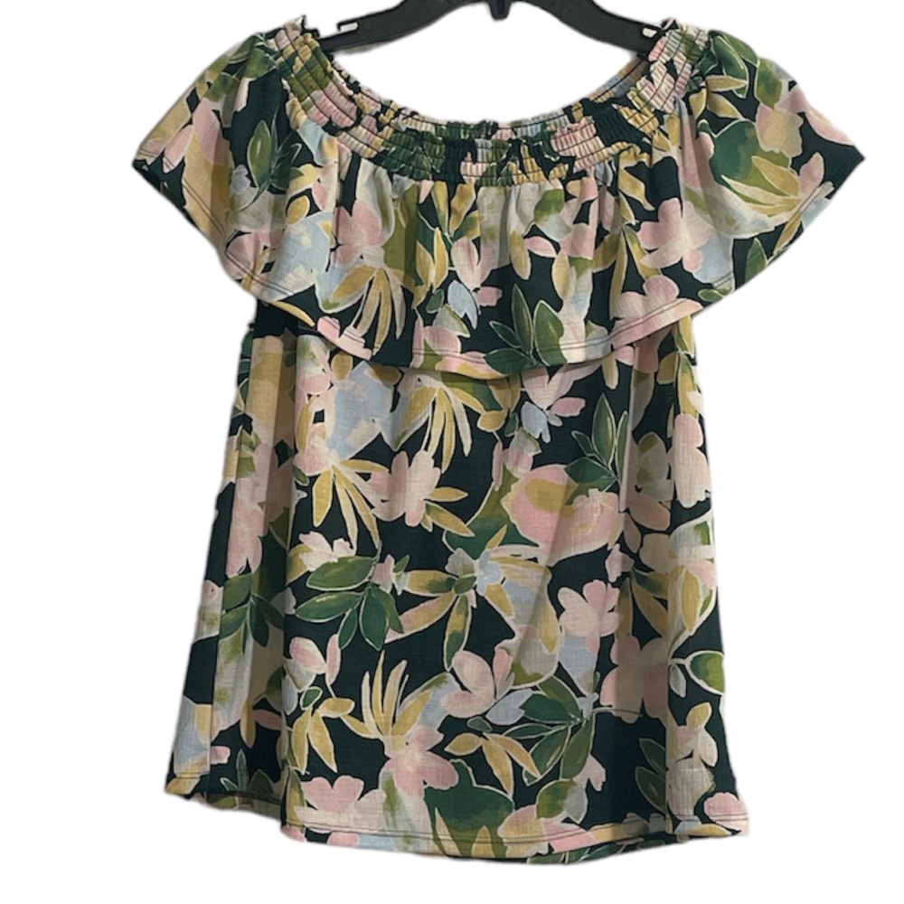 LC Lauren Conrad Floral Cold Shoulder Top